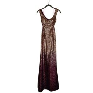 Womens Size 4 Ever Pretty Burgundy 2 Tone Sequins Elegant Evening Formal Dress